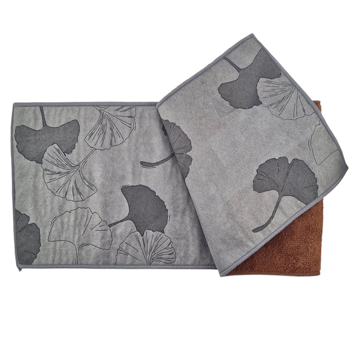 Полотенце "Золотой веер", серая ткань