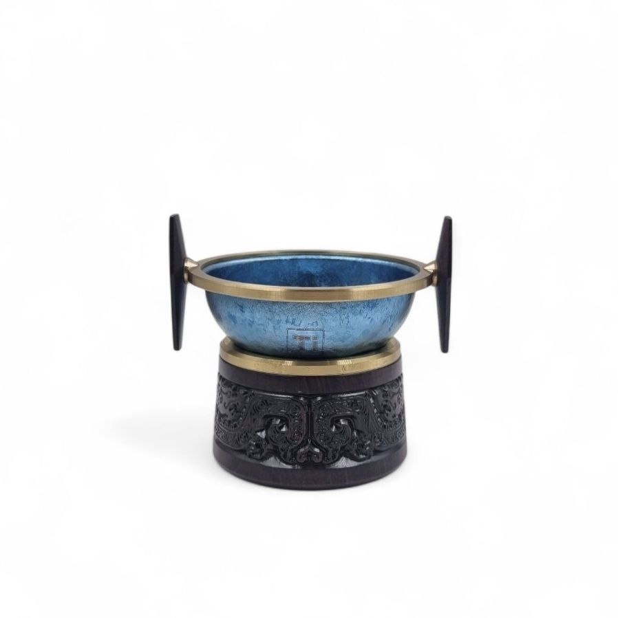 Сито "Голубой титан" резное, тёмное дерево