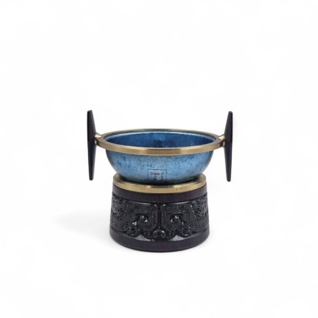 Сито "Голубой титан" резное, тёмное дерево