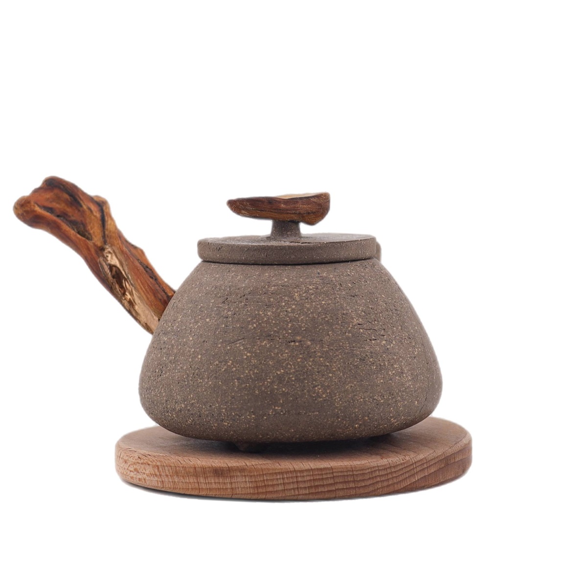 Чайник "Добрая весть", исинская глина, ручка можжевельник, 140 мл