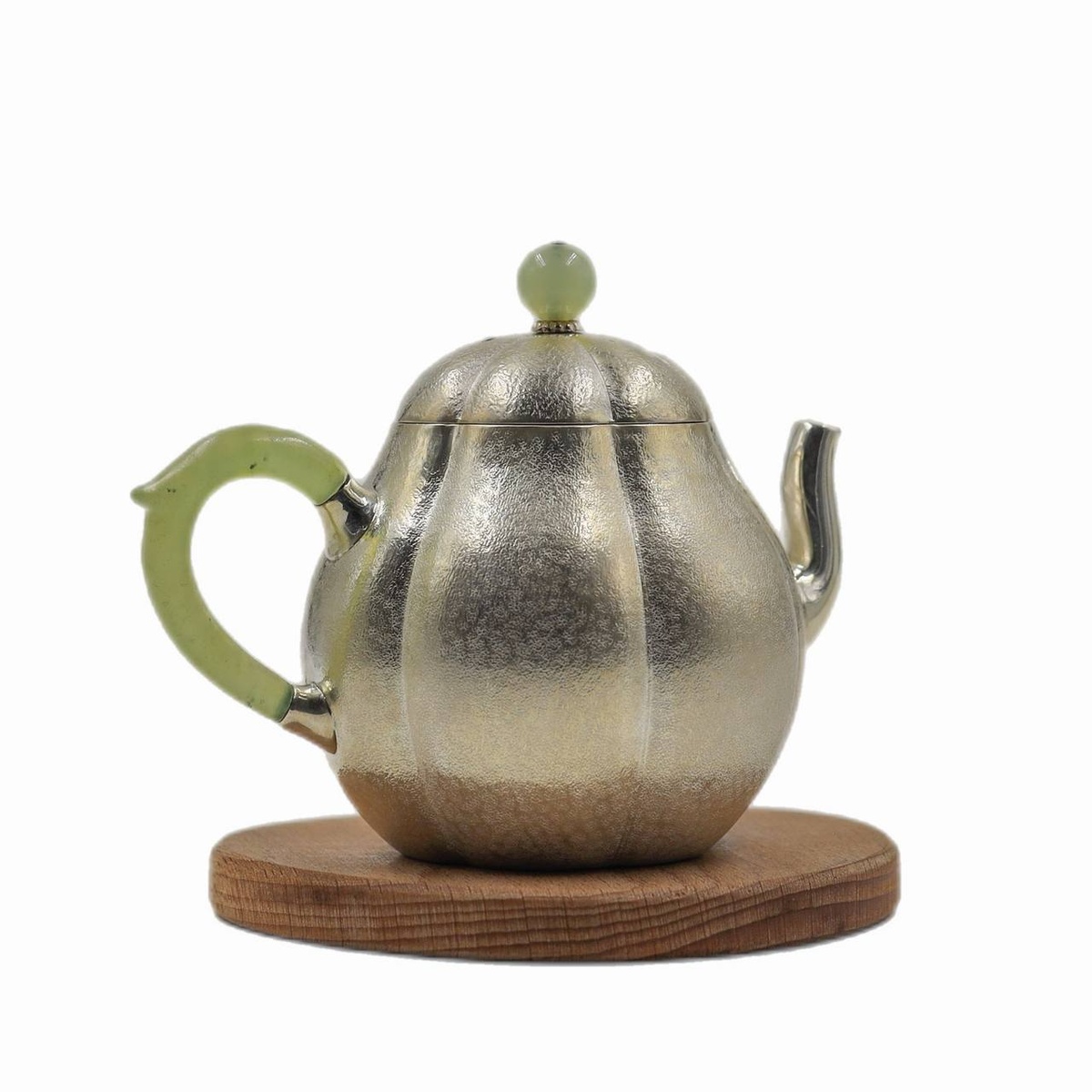 Чайник "Тыква", серебряный, нефрит, 180 мл
