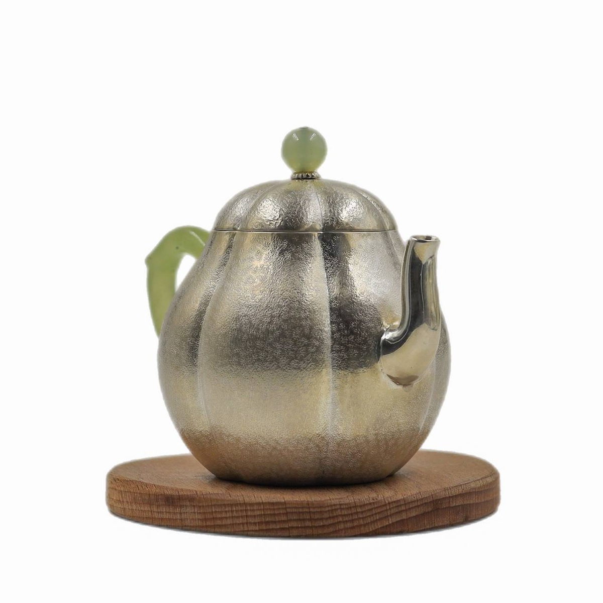 Чайник "Тыква", серебряный, нефрит, 180 мл
