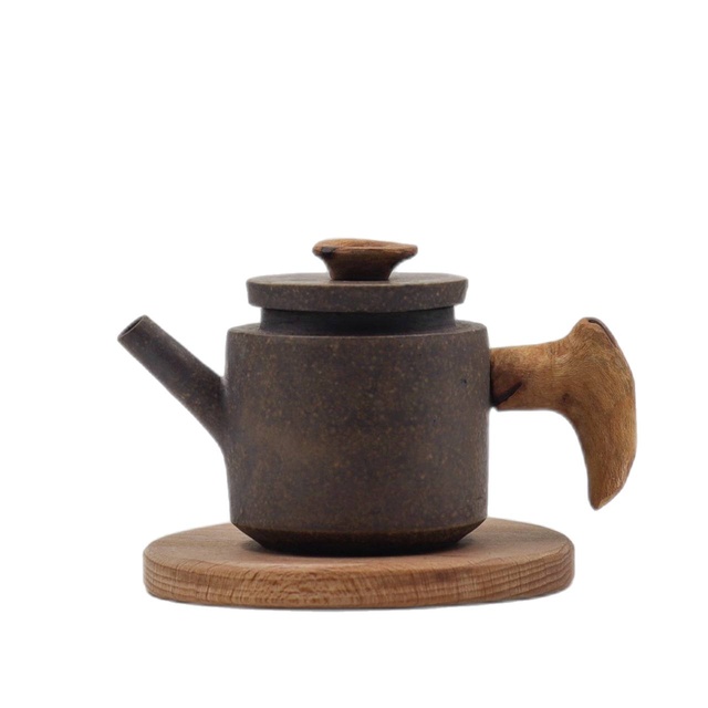 Чайник "Лучший друг", исинская глина,платан, бронза, 100 мл