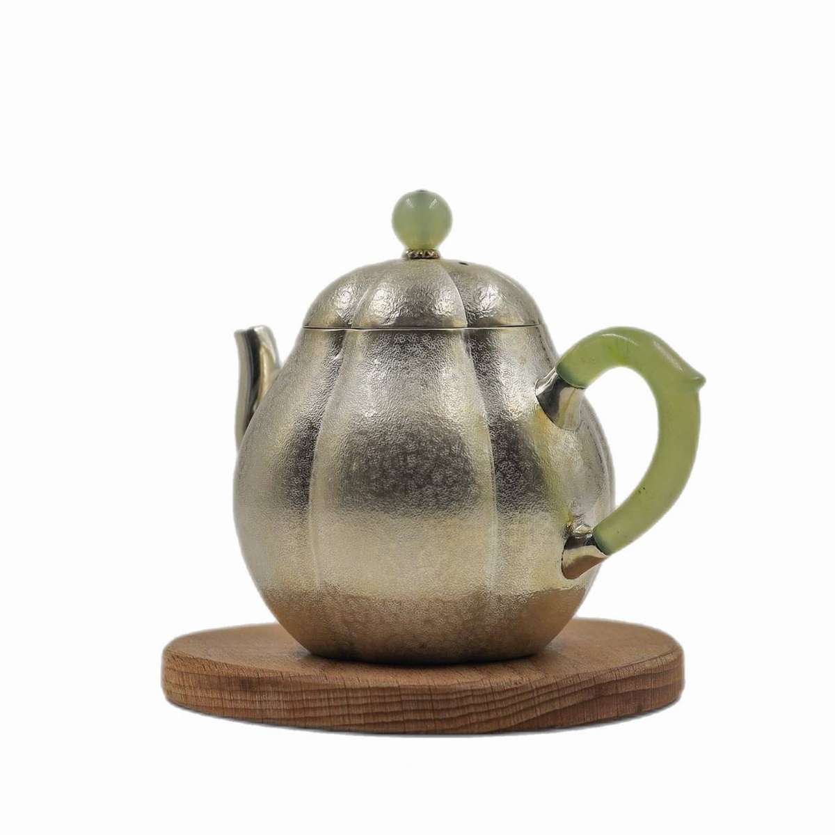Чайник "Тыква", серебряный, нефрит, 180 мл