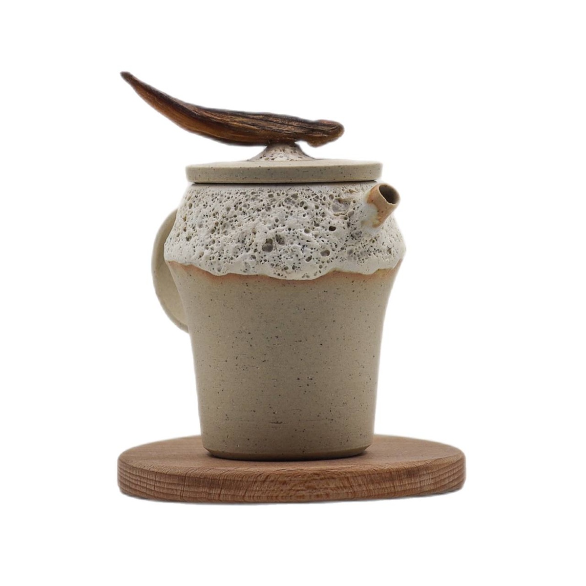 Чайник "Пена дней", уральская глина, ручка можжевельник, 150 мл