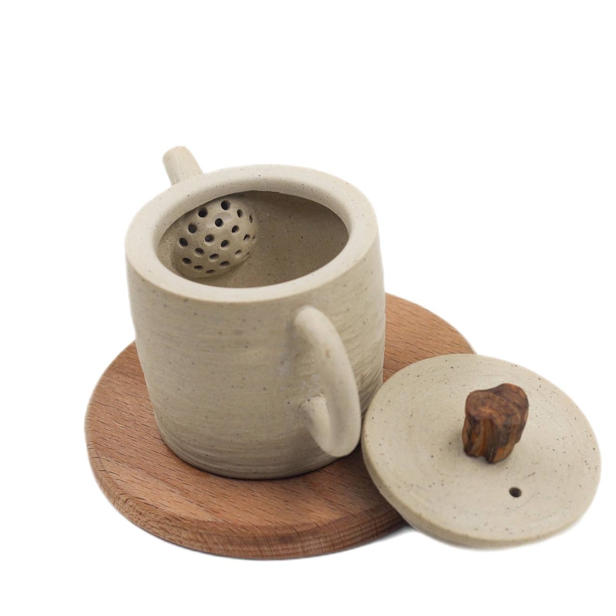 Чайник "Уральский эгоист", уральская глина, платан, 100 мл